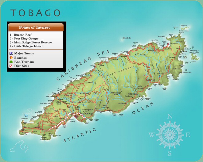 Map of Tobago - click for larger map in Google Maps